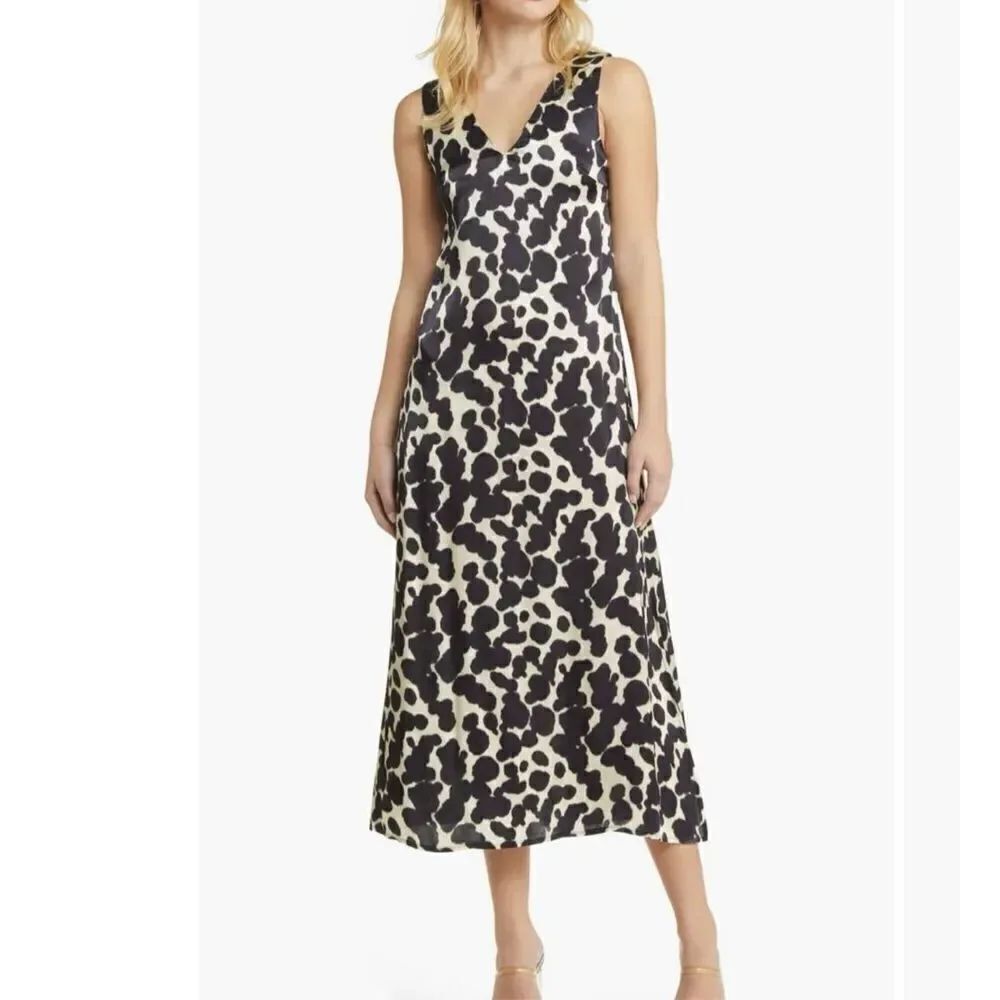 Topshop Splodge Pinny Print Cutout Maxi Dress size 10 NWOT